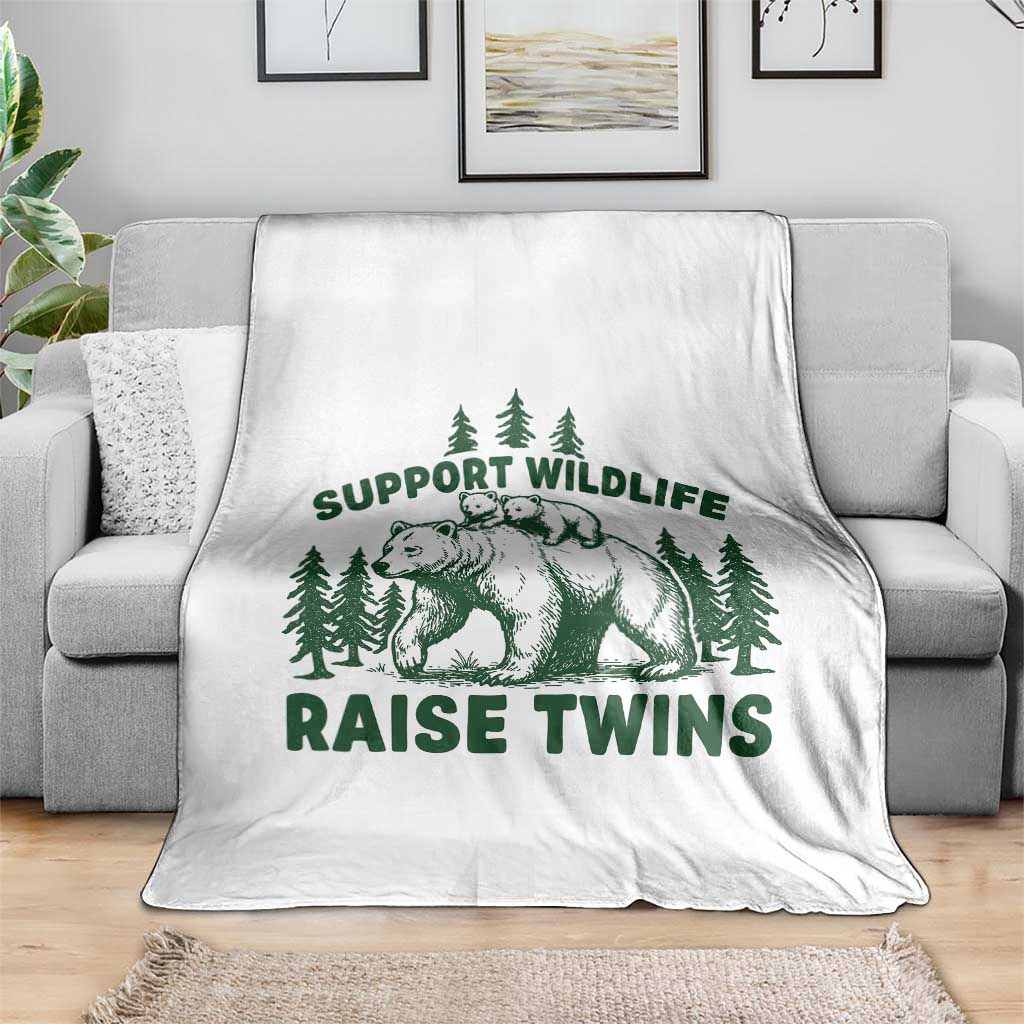 Support Wildlife Raise Twins Throw Blanket Twin Parent Mom Dad Bear Family TS10 Print Your Wear