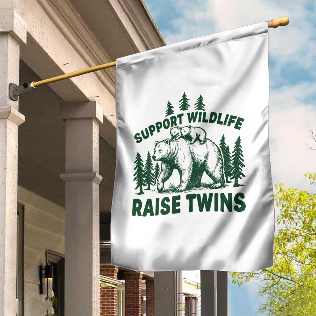 Support Wildlife Raise Twins Garden Flag Twin Parent Mom Dad Bear Family TS10 Print Your Wear