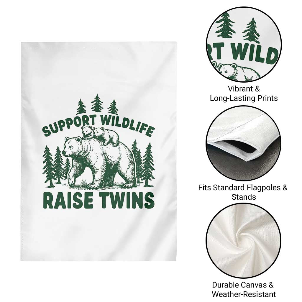 Support Wildlife Raise Twins Garden Flag Twin Parent Mom Dad Bear Family TS10 Print Your Wear