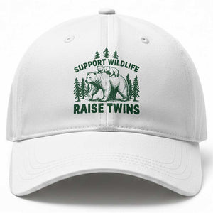 Support Wildlife Raise Twins Baseball Cap Twin Parent Mom Dad Bear Family