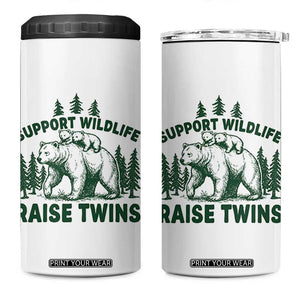 Support Wildlife Raise Twins 4 in 1 Can Cooler Tumbler Twin Parent Mom Dad Bear Family TS10 One Size: 16 oz White Print Your Wear