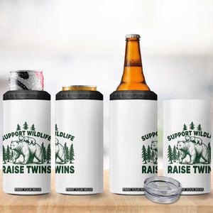Support Wildlife Raise Twins 4 in 1 Can Cooler Tumbler Twin Parent Mom Dad Bear Family TS10 Print Your Wear