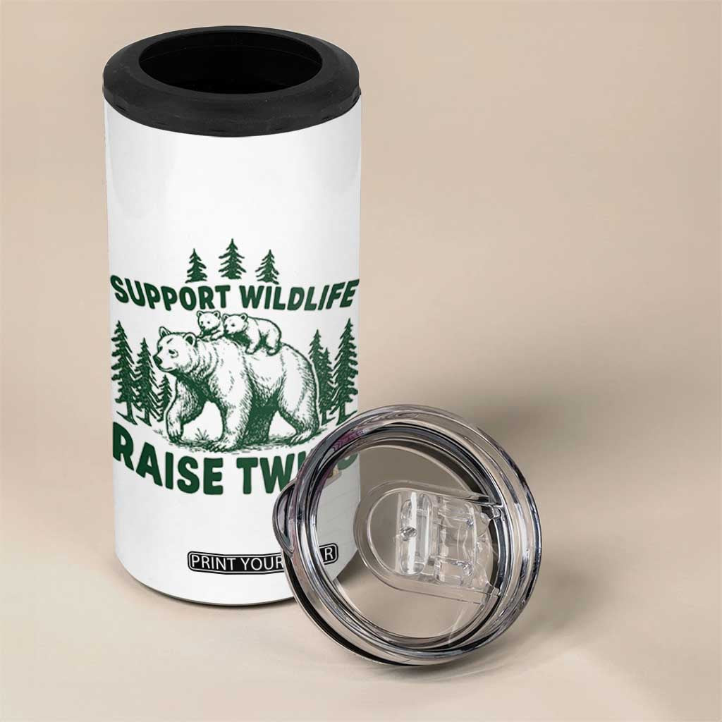 Support Wildlife Raise Twins 4 in 1 Can Cooler Tumbler Twin Parent Mom Dad Bear Family TS10 Print Your Wear