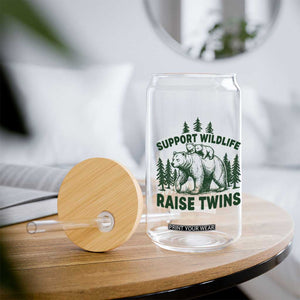 Support Wildlife Raise Twins Glass Can Twin Parent Mom Dad Bear Family TS10 Print Your Wear