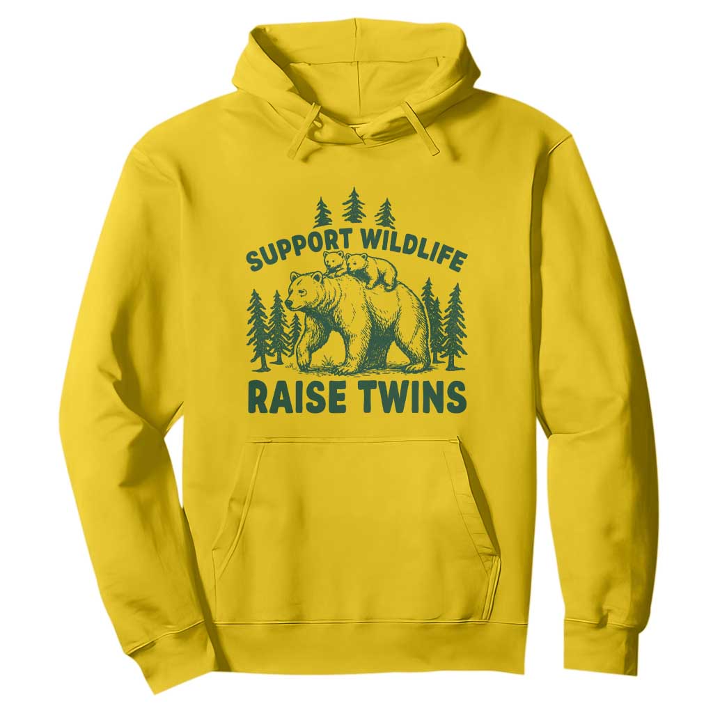 Support Wildlife Raise Twins Hoodie Twin Parent Mom Dad Bear Family