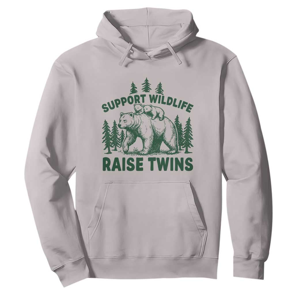 Support Wildlife Raise Twins Hoodie Twin Parent Mom Dad Bear Family