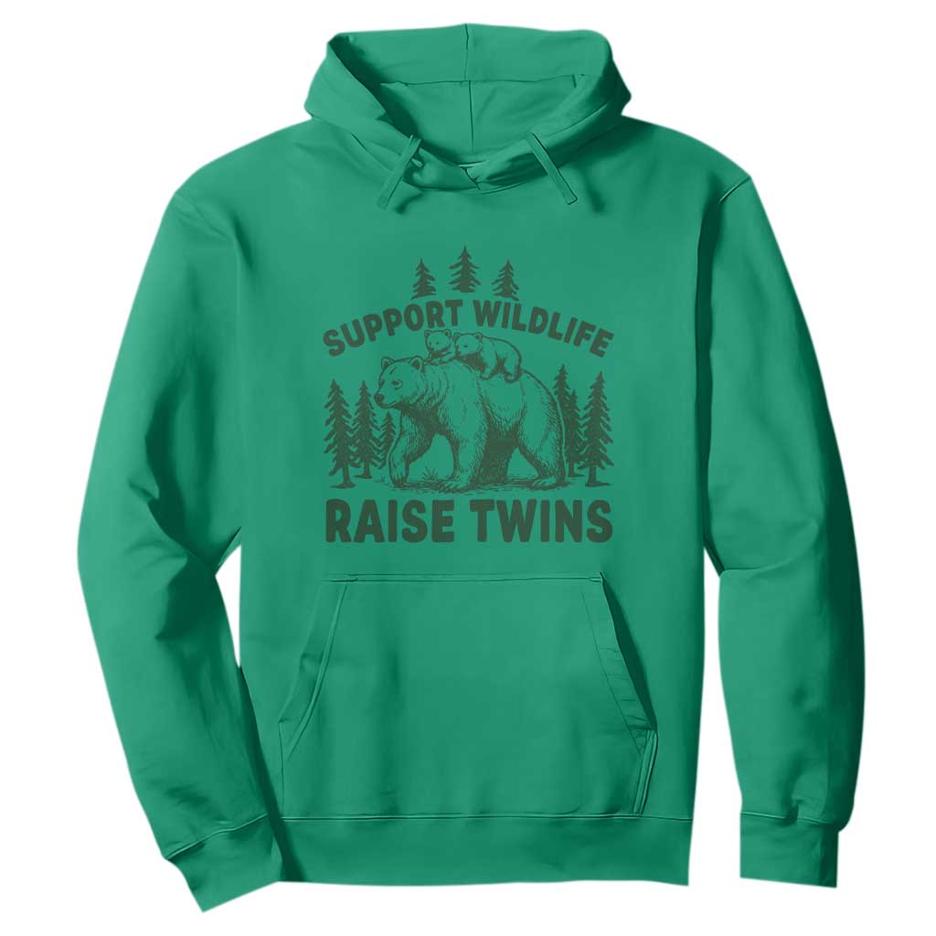 Support Wildlife Raise Twins Hoodie Twin Parent Mom Dad Bear Family