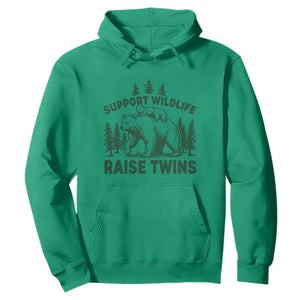 Support Wildlife Raise Twins Hoodie Twin Parent Mom Dad Bear Family