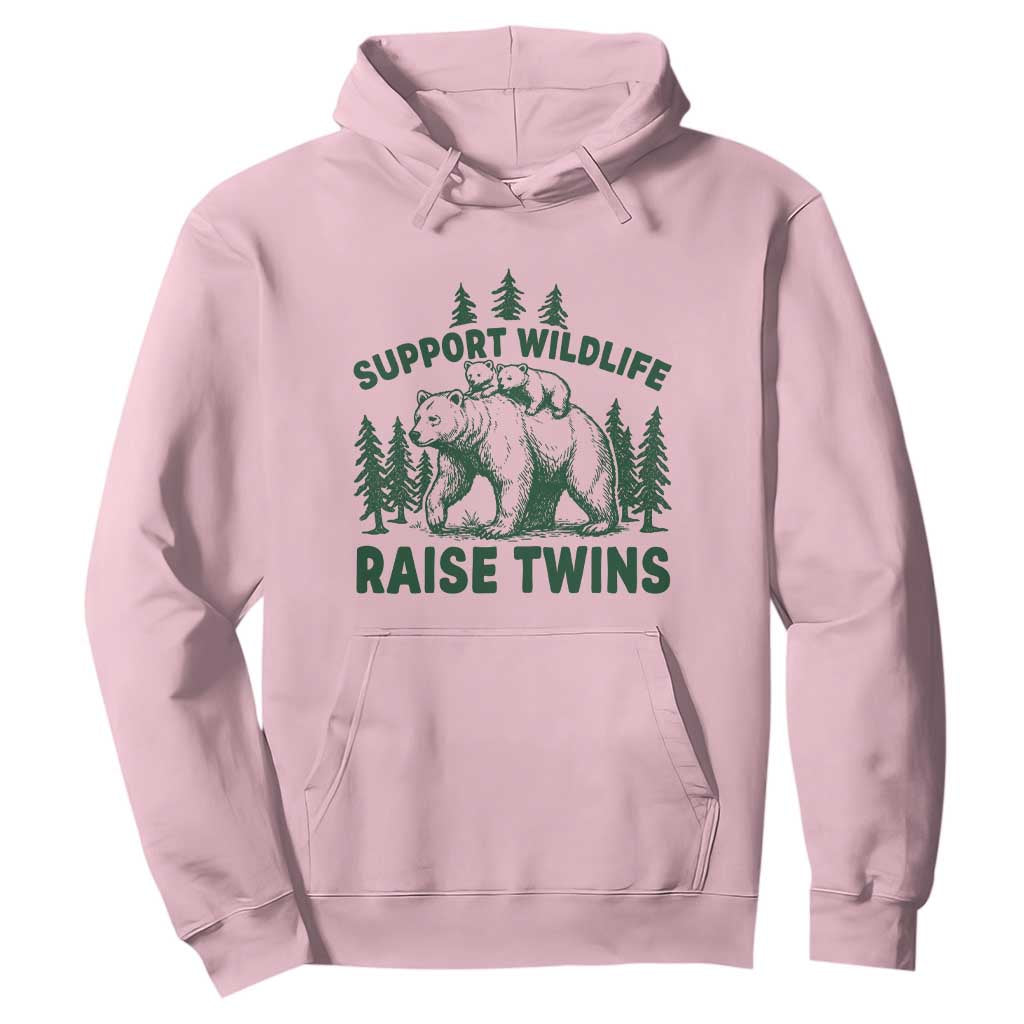 Support Wildlife Raise Twins Hoodie Twin Parent Mom Dad Bear Family
