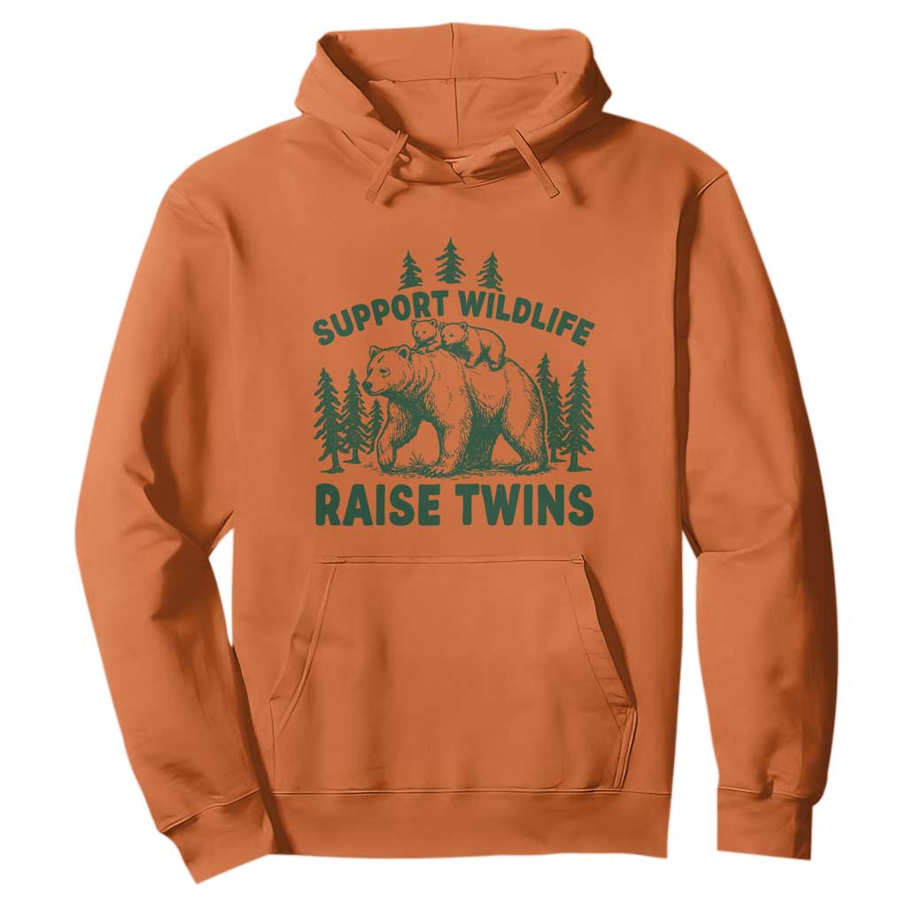 Support Wildlife Raise Twins Hoodie Twin Parent Mom Dad Bear Family