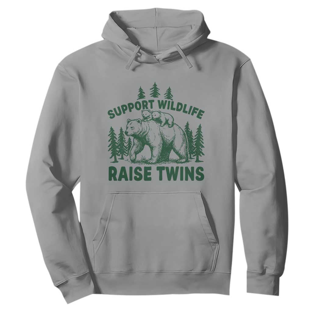 Support Wildlife Raise Twins Hoodie Twin Parent Mom Dad Bear Family