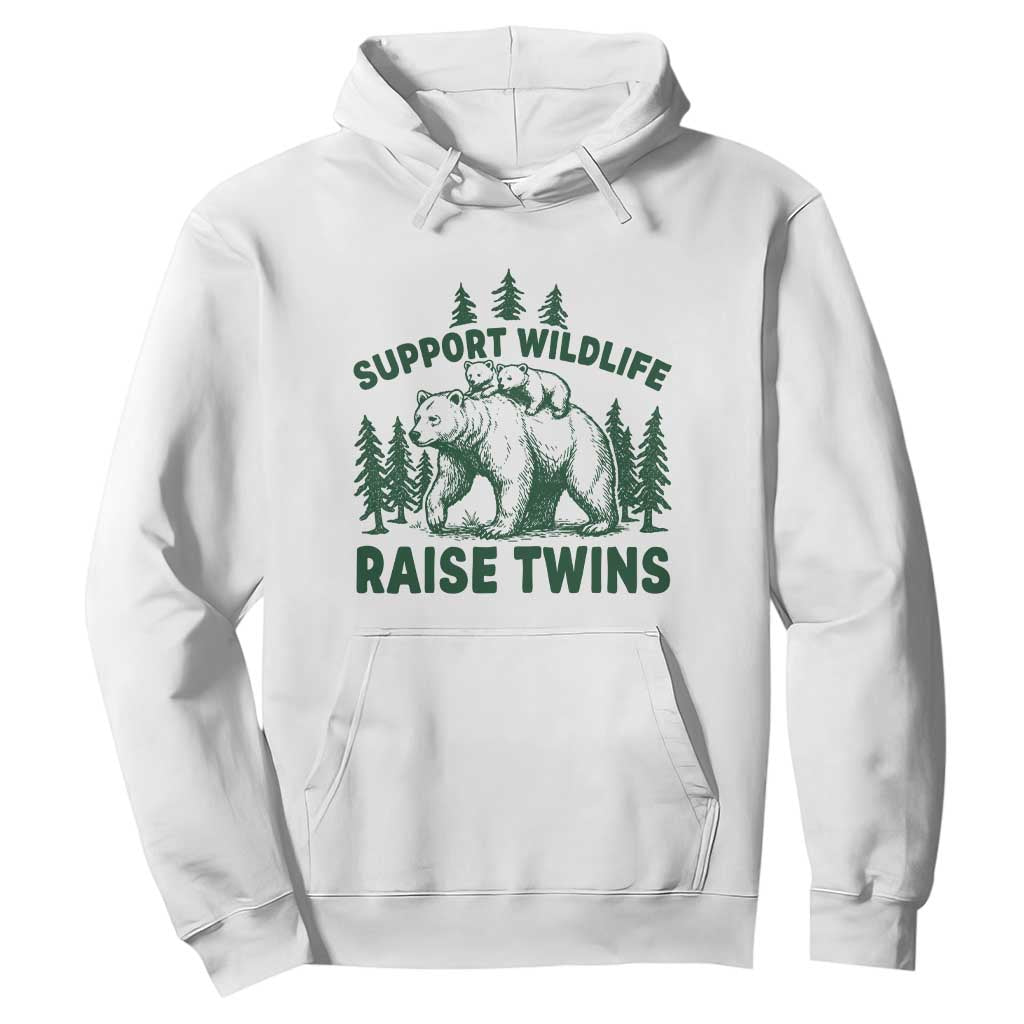 Support Wildlife Raise Twins Hoodie Twin Parent Mom Dad Bear Family