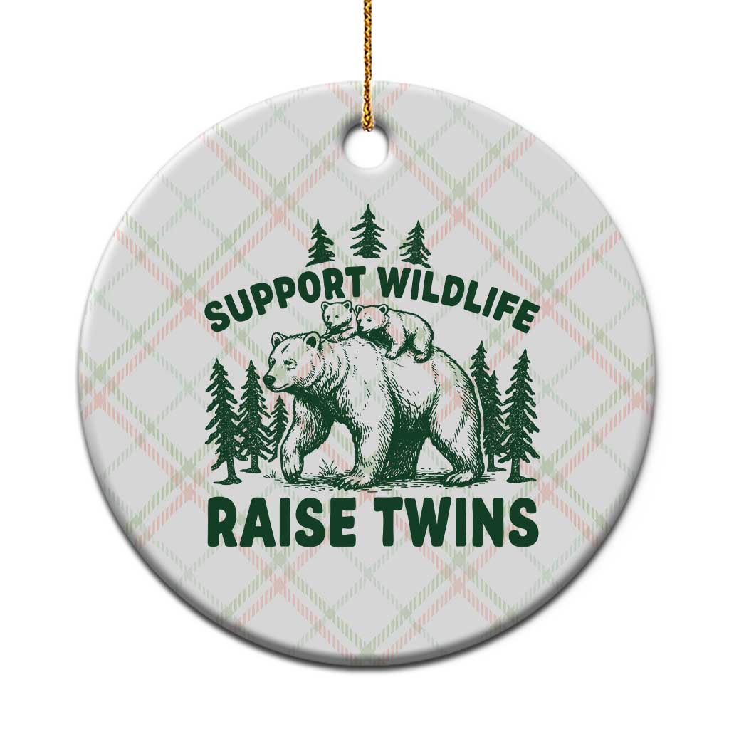 Support Wildlife Raise Twins Ceramic Ornament Twin Parent Mom Dad Bear Family TS10 1pc Christmas Plaid Print Your Wear