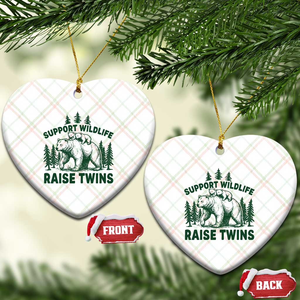 Support Wildlife Raise Twins Ceramic Ornament Twin Parent Mom Dad Bear Family TS10 Print Your Wear