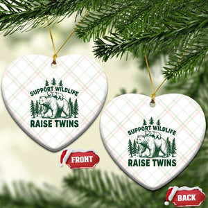 Support Wildlife Raise Twins Ceramic Ornament Twin Parent Mom Dad Bear Family TS10 Print Your Wear