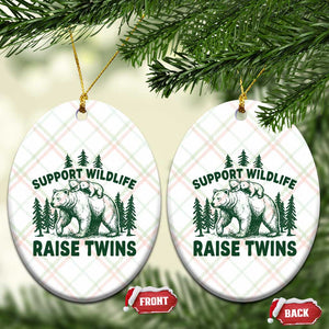 Support Wildlife Raise Twins Ceramic Ornament Twin Parent Mom Dad Bear Family TS10 Print Your Wear