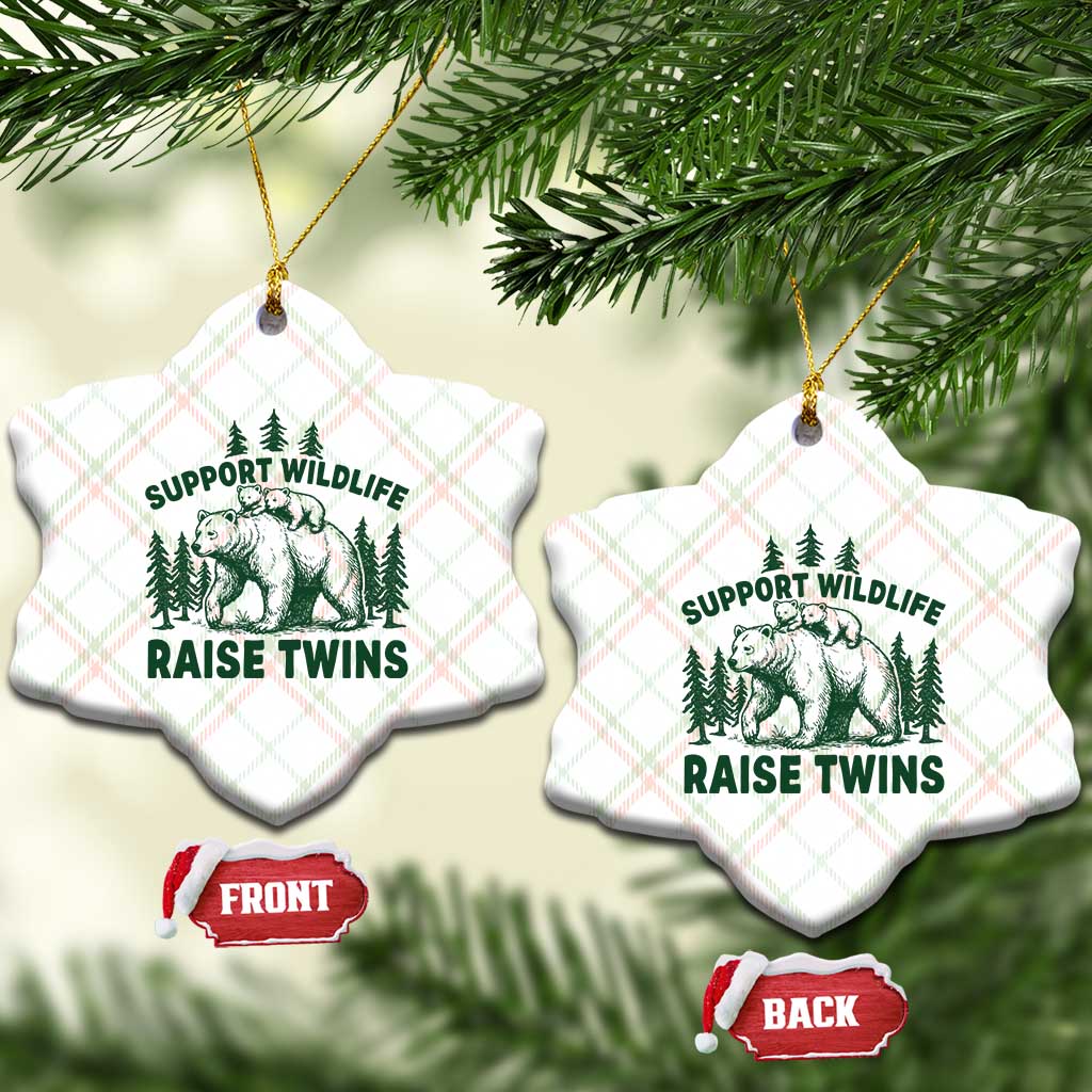 Support Wildlife Raise Twins Ceramic Ornament Twin Parent Mom Dad Bear Family TS10 Print Your Wear