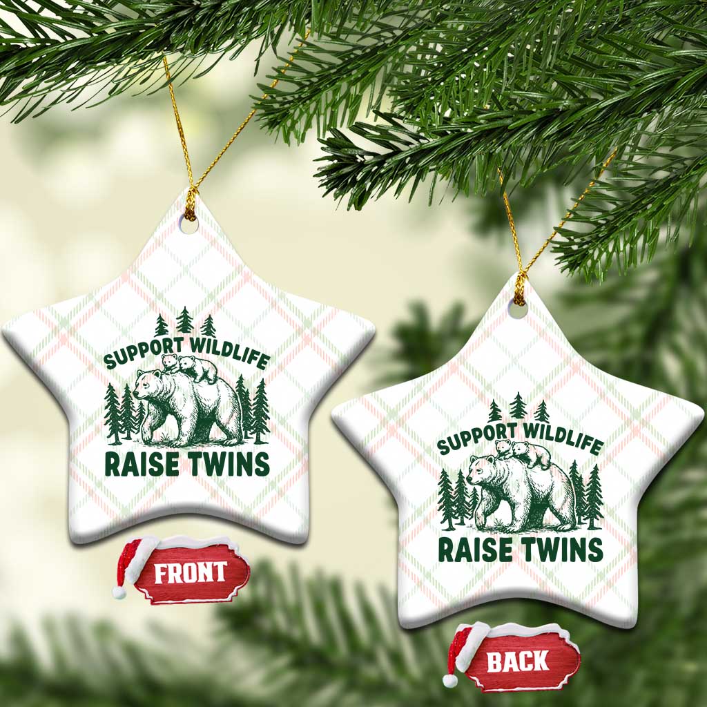 Support Wildlife Raise Twins Ceramic Ornament Twin Parent Mom Dad Bear Family TS10 Print Your Wear