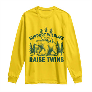 Support Wildlife Raise Twins Long Sleeve Shirt Twin Parent Mom Dad Bear Family TS10 Daisy Print Your Wear