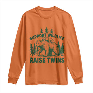 Support Wildlife Raise Twins Long Sleeve Shirt Twin Parent Mom Dad Bear Family TS10 Orange Print Your Wear