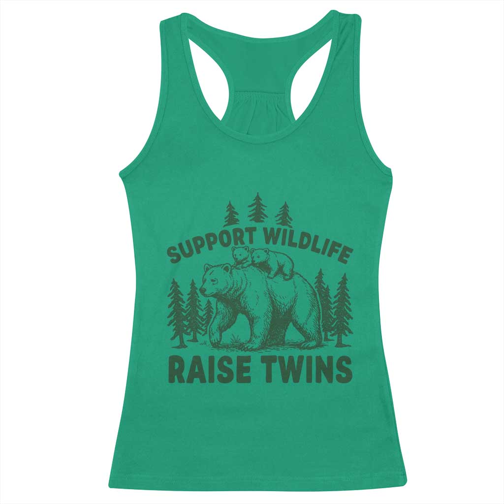 Support Wildlife Raise Twins Racerback Tank Top Twin Parent Mom Dad Bear Family TS10 Irish Green Print Your Wear