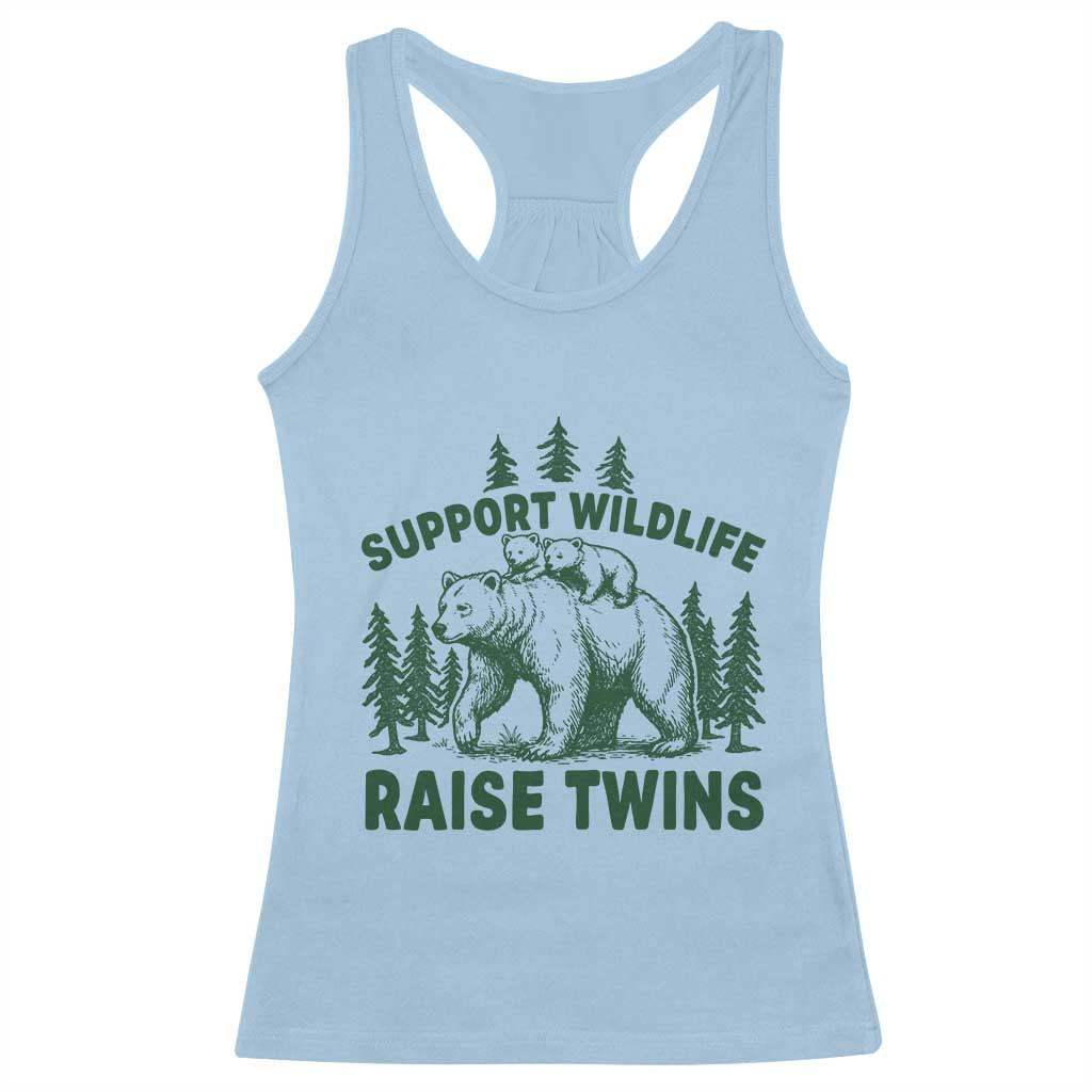 Support Wildlife Raise Twins Racerback Tank Top Twin Parent Mom Dad Bear Family TS10 Light Blue Print Your Wear