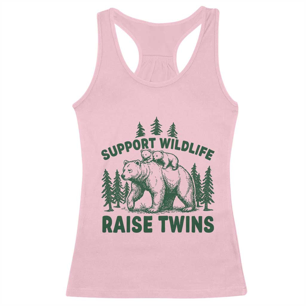 Support Wildlife Raise Twins Racerback Tank Top Twin Parent Mom Dad Bear Family TS10 Light Pink Print Your Wear