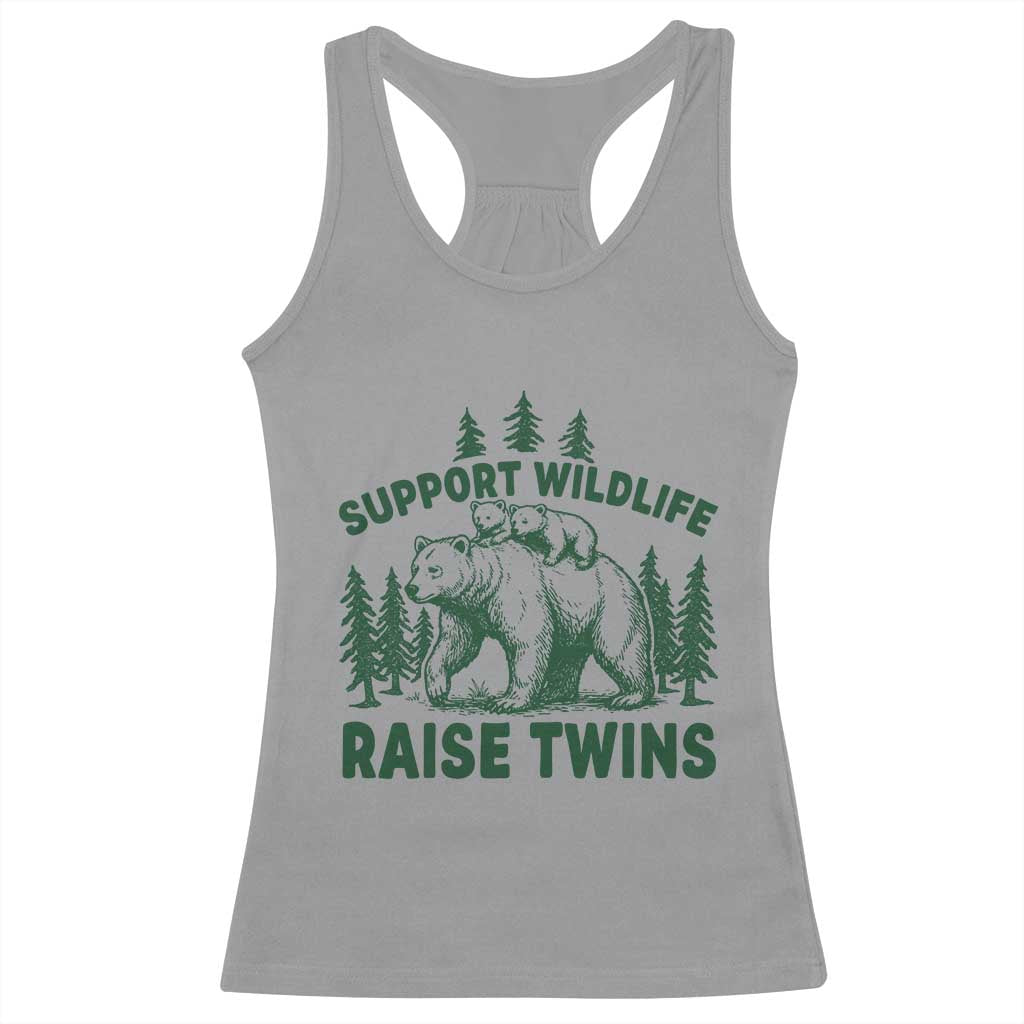 Support Wildlife Raise Twins Racerback Tank Top Twin Parent Mom Dad Bear Family TS10 Sport Gray Print Your Wear