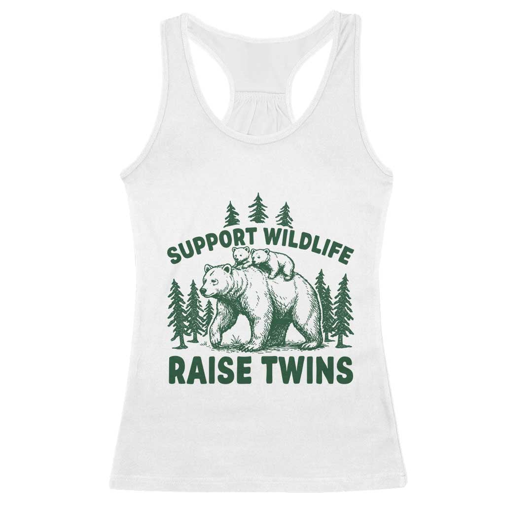Support Wildlife Raise Twins Racerback Tank Top Twin Parent Mom Dad Bear Family TS10 White Print Your Wear