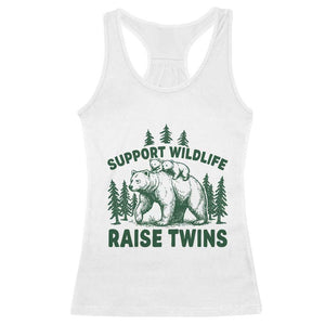 Support Wildlife Raise Twins Racerback Tank Top Twin Parent Mom Dad Bear Family TS10 White Print Your Wear
