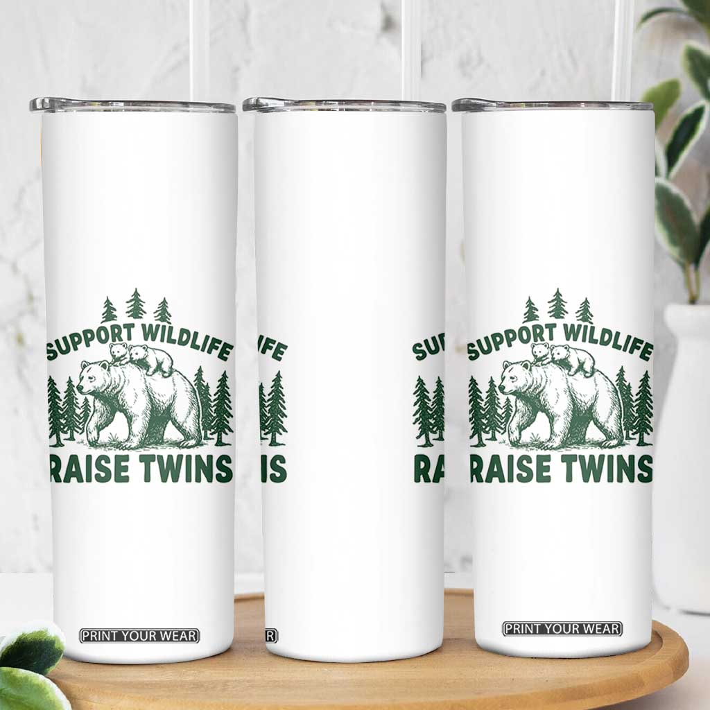 Support Wildlife Raise Twins Skinny Tumbler Twin Parent Mom Dad Bear Family TS10 Print Your Wear