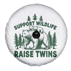 Support Wildlife Raise Twins Spare Tire Cover Twin Parent Mom Dad Bear Family TS10 Print Your Wear