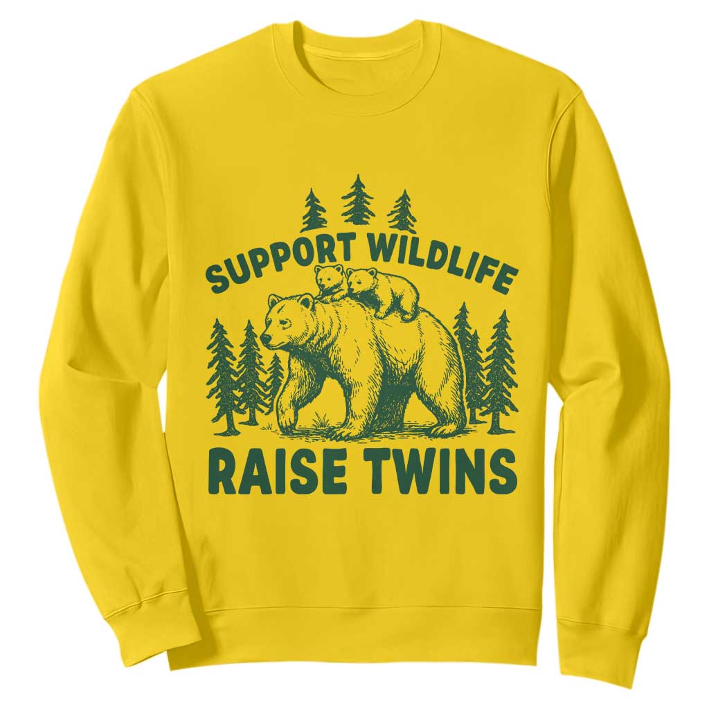 Support Wildlife Raise Twins Sweatshirt Twin Parent Mom Dad Bear Family