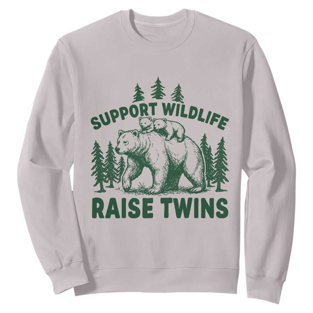 Support Wildlife Raise Twins Sweatshirt Twin Parent Mom Dad Bear Family