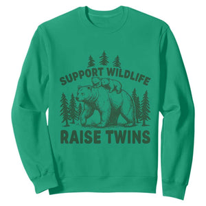 Support Wildlife Raise Twins Sweatshirt Twin Parent Mom Dad Bear Family