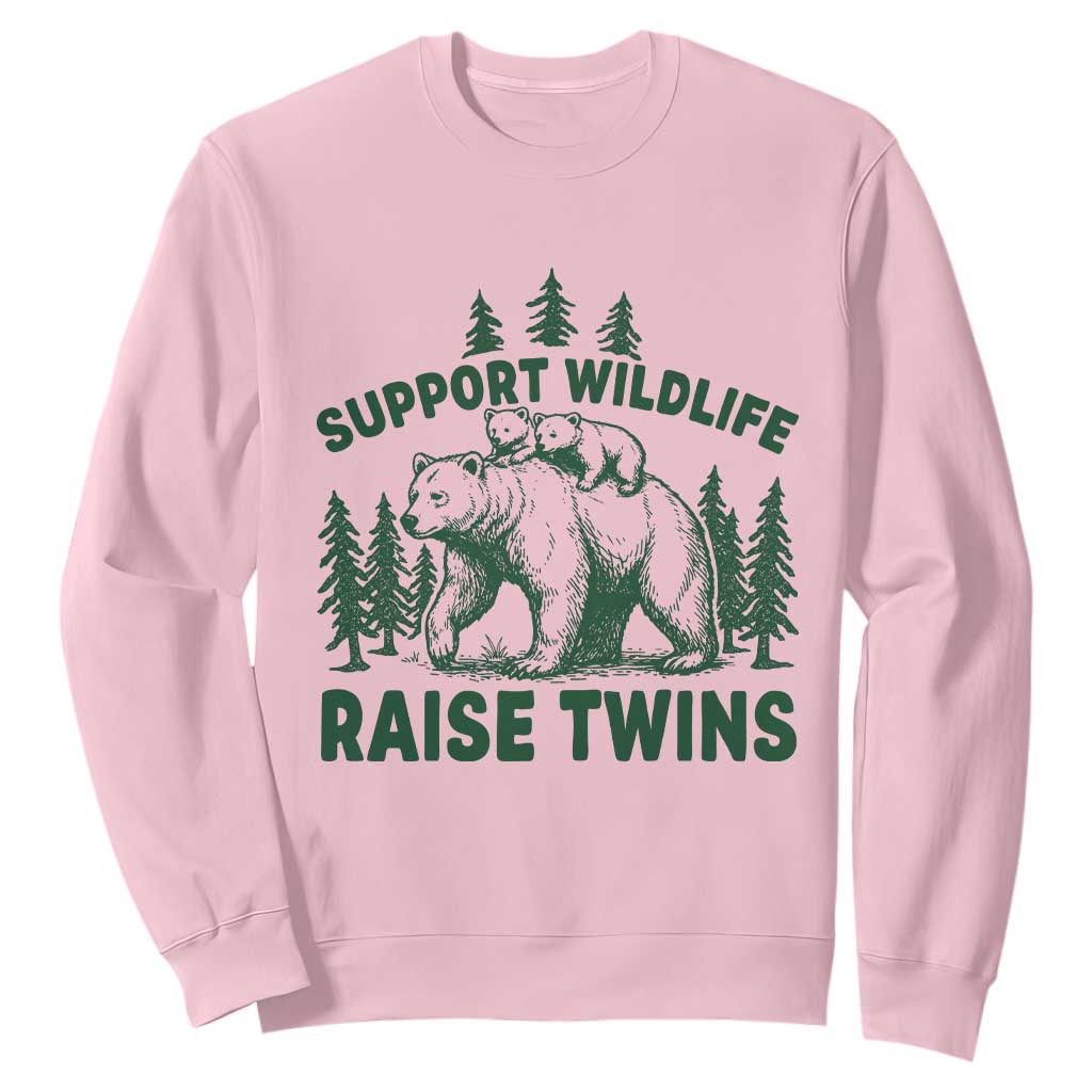 Support Wildlife Raise Twins Sweatshirt Twin Parent Mom Dad Bear Family