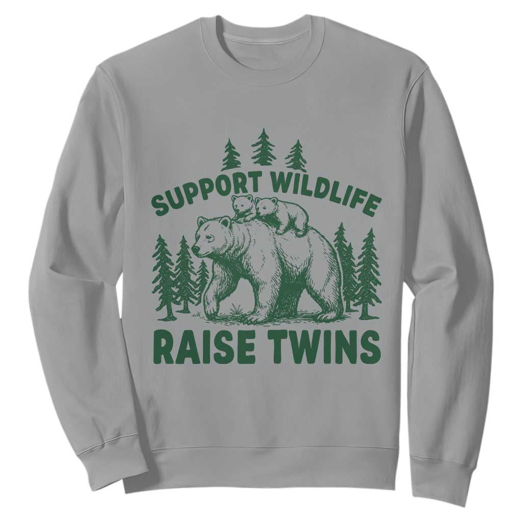 Support Wildlife Raise Twins Sweatshirt Twin Parent Mom Dad Bear Family