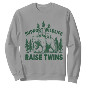 Support Wildlife Raise Twins Sweatshirt Twin Parent Mom Dad Bear Family