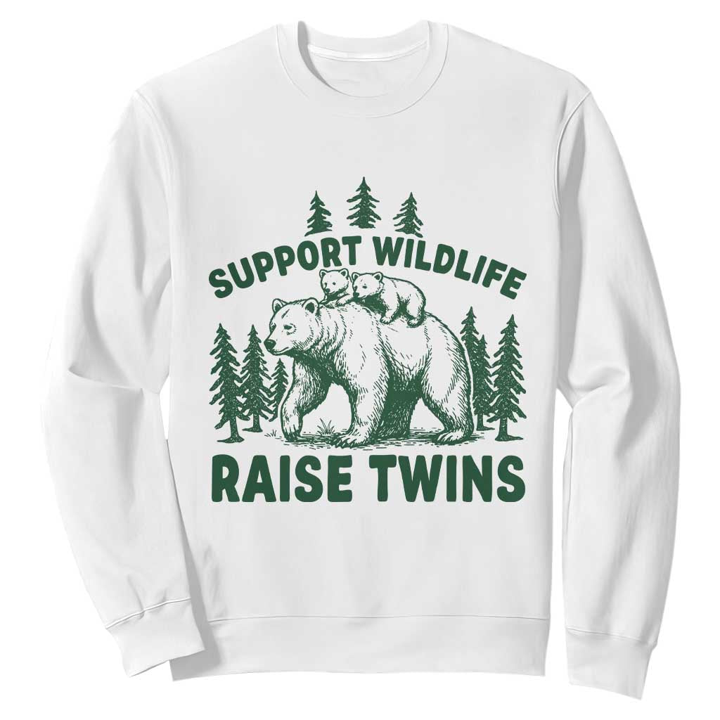 Support Wildlife Raise Twins Sweatshirt Twin Parent Mom Dad Bear Family