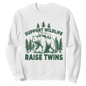 Support Wildlife Raise Twins Sweatshirt Twin Parent Mom Dad Bear Family