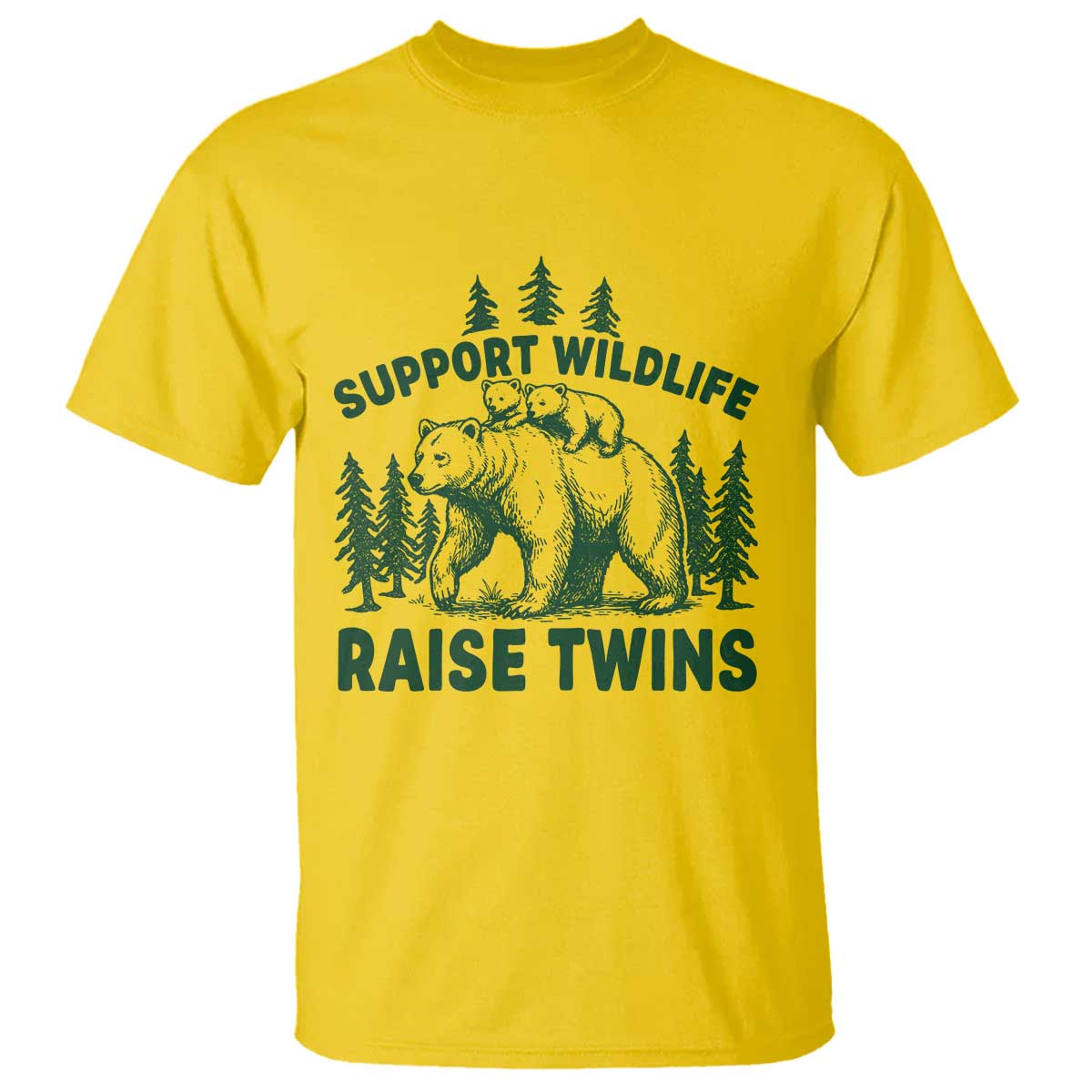 Support Wildlife Raise Twins T Shirt Twin Parent Mom Dad Bear Family TS10 Daisy Print Your Wear