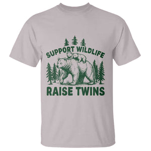 Support Wildlife Raise Twins T Shirt Twin Parent Mom Dad Bear Family TS10 Ice Gray Print Your Wear