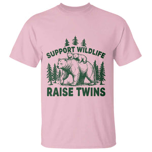 Support Wildlife Raise Twins T Shirt Twin Parent Mom Dad Bear Family TS10 Light Pink Print Your Wear