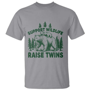 Support Wildlife Raise Twins T Shirt Twin Parent Mom Dad Bear Family TS10 Sport Gray Print Your Wear