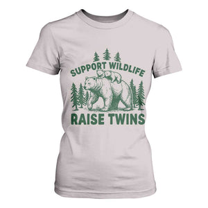 Support Wildlife Raise Twins T Shirt For Women Twin Parent Mom Dad Bear Family TS10 Ice Gray Print Your Wear