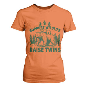 Support Wildlife Raise Twins T Shirt For Women Twin Parent Mom Dad Bear Family TS10 Orange Print Your Wear