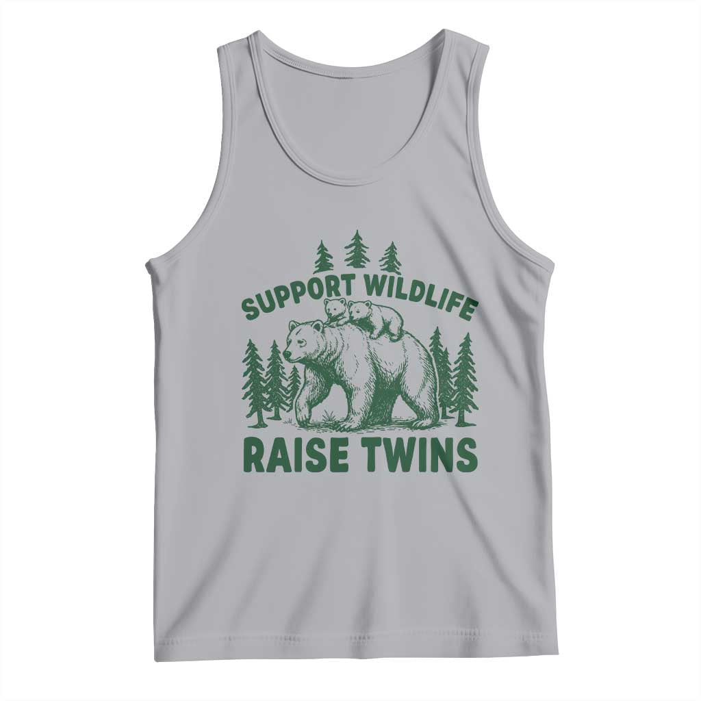 Support Wildlife Raise Twins Tank Top Twin Parent Mom Dad Bear Family TS10 Athletic Heather Print Your Wear