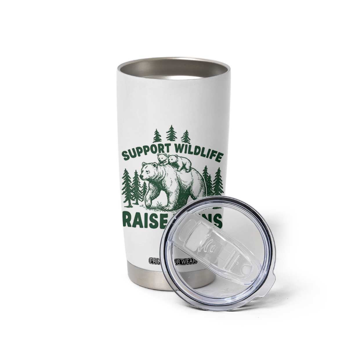 Support Wildlife Raise Twins Tumbler Cup Twin Parent Mom Dad Bear Family
