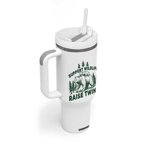 Support Wildlife Raise Twins Tumbler With Handle Twin Parent Mom Dad Bear Family TS10 Print Your Wear