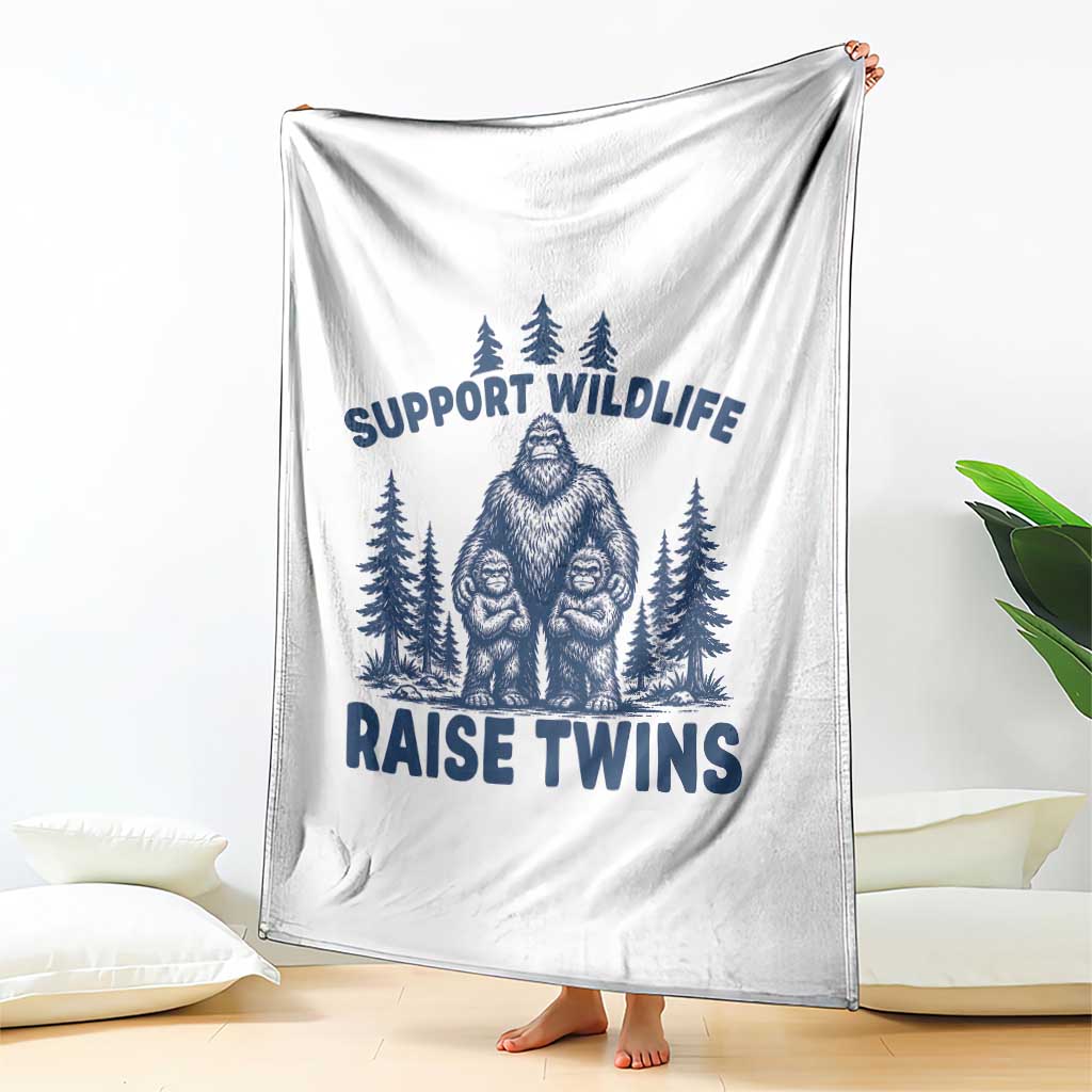 Support Wildlife Raise Twins Throw Blanket Twin Dad Mom Parent Bigfoot Family TS10 Print Your Wear